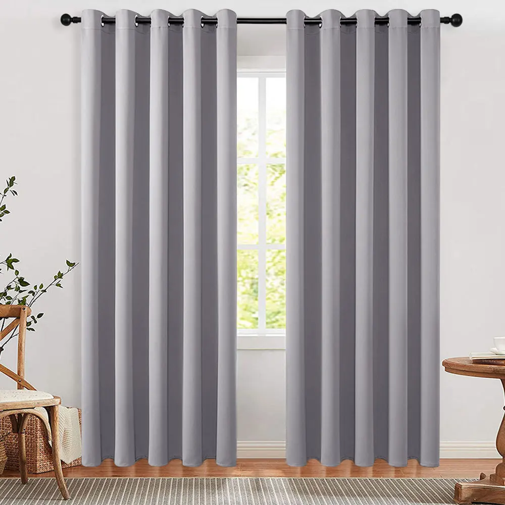 【Lifeideas】Solid Colour Grommet Top Polyester 100% Blackout Curtains Pair Home Decoration Windows Doors