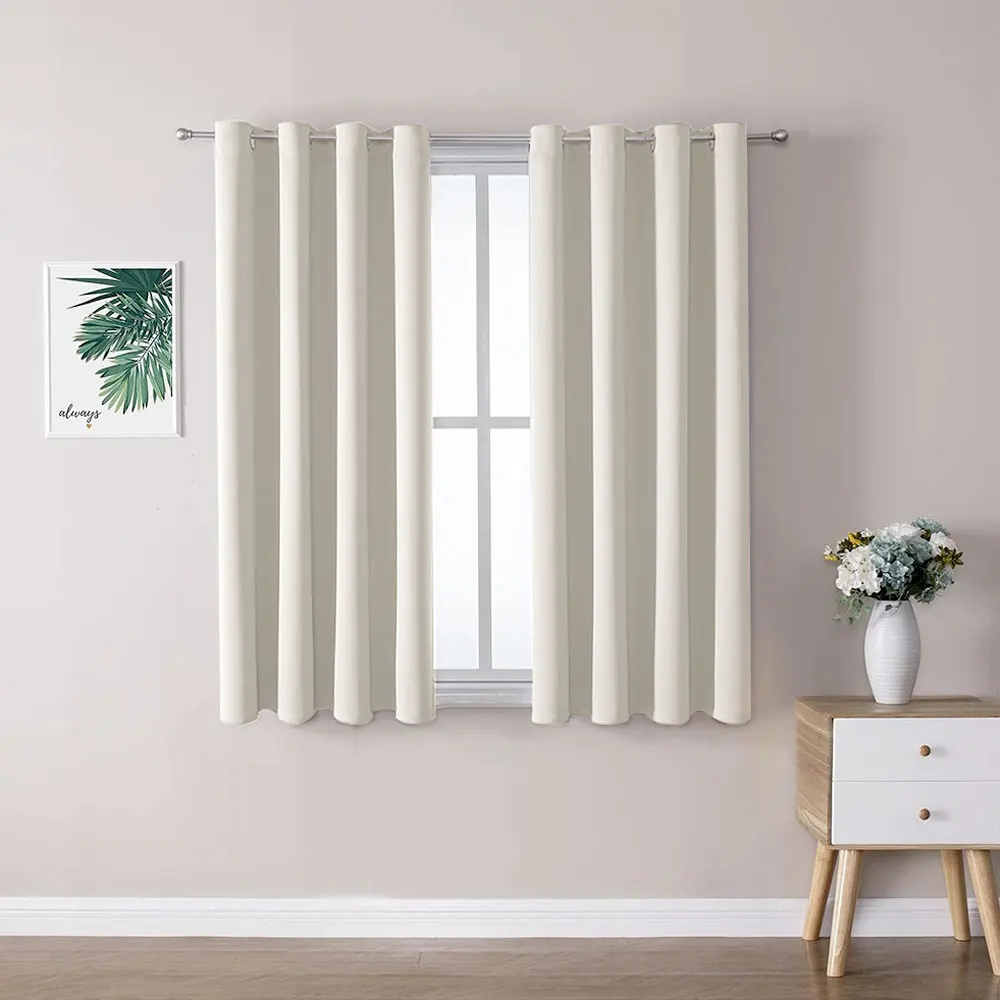 【Lifeideas】Solid Colour Grommet Top Polyester 100% Blackout Curtains Pair Home Decoration Windows Doors