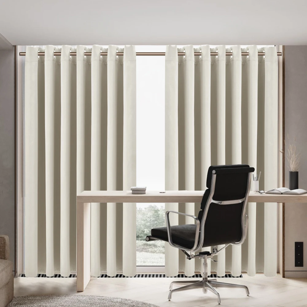 【Lifeideas】Solid Colour Grommet Top Polyester 100% Blackout Curtains Pair Home Decoration Windows Doors