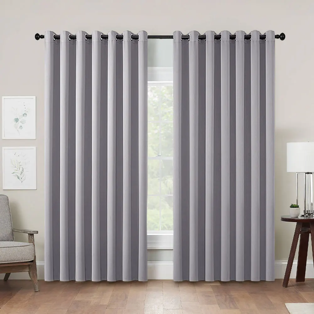 【Lifeideas】Solid Colour Grommet Top Polyester 100% Blackout Curtains Pair Home Decoration Windows Doors
