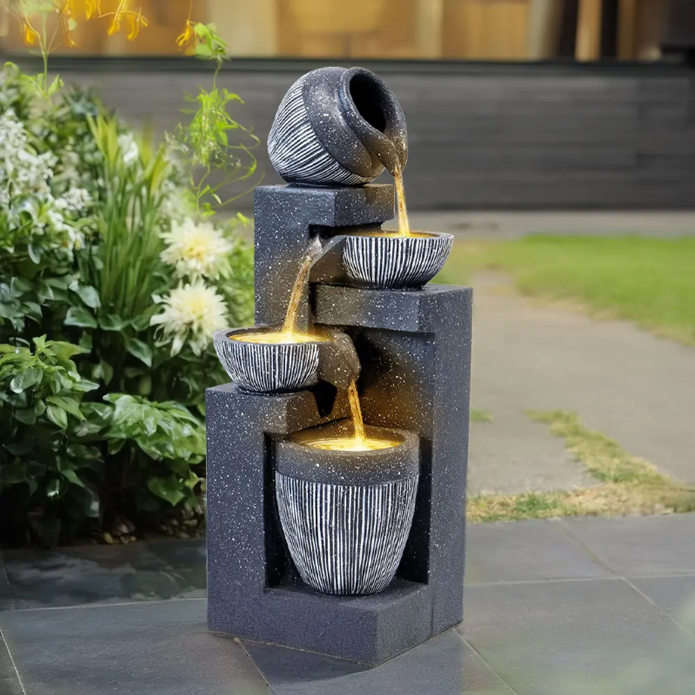 Solar Outdoor Rockery Fountain With Pump Garden Decoration Outdoor Garden