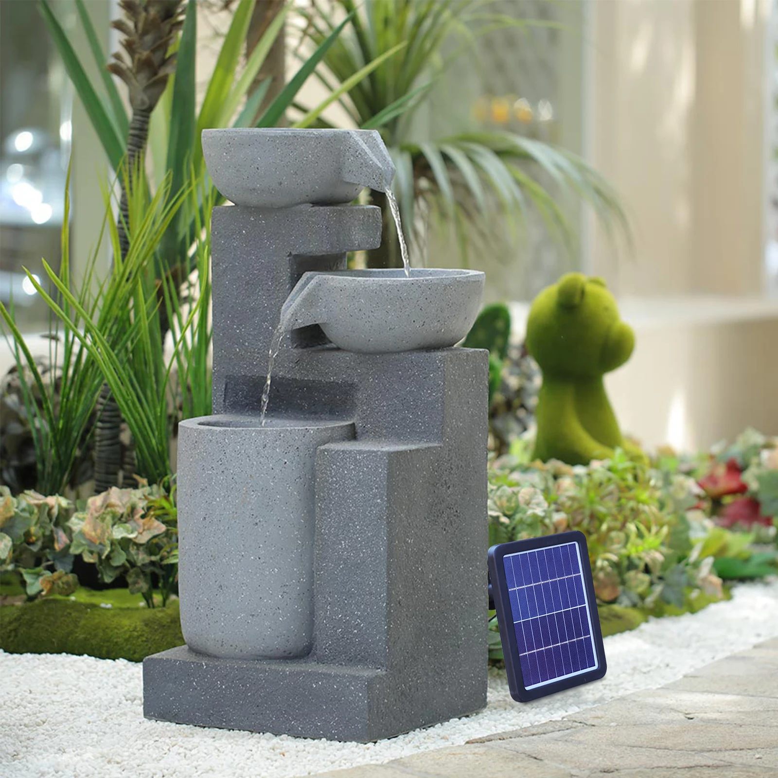 Solar Outdoor Rockery Fountain With Pump Garden Decoration Outdoor Garden