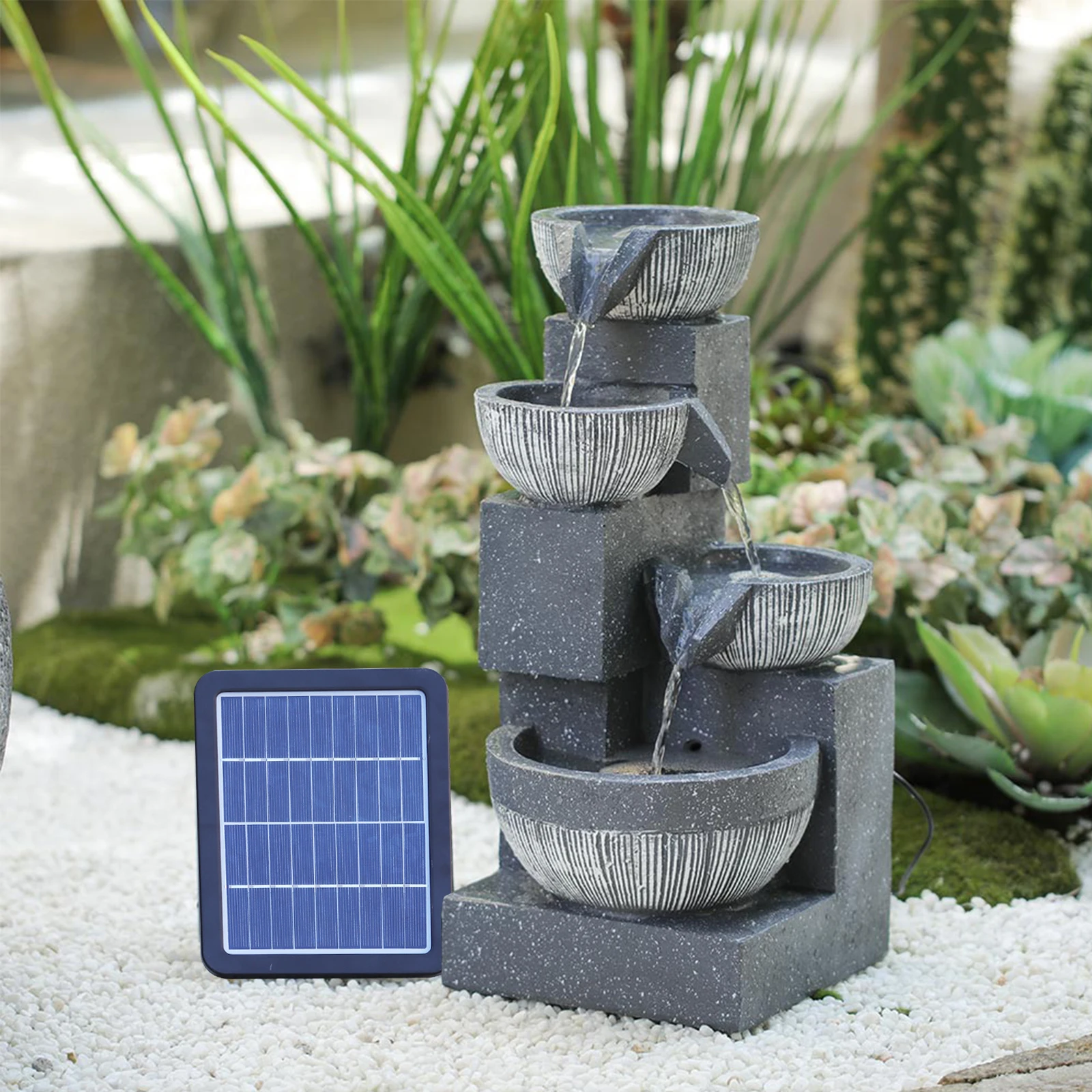 Solar Outdoor Rockery Fountain With Pump Garden Decoration Outdoor Garden