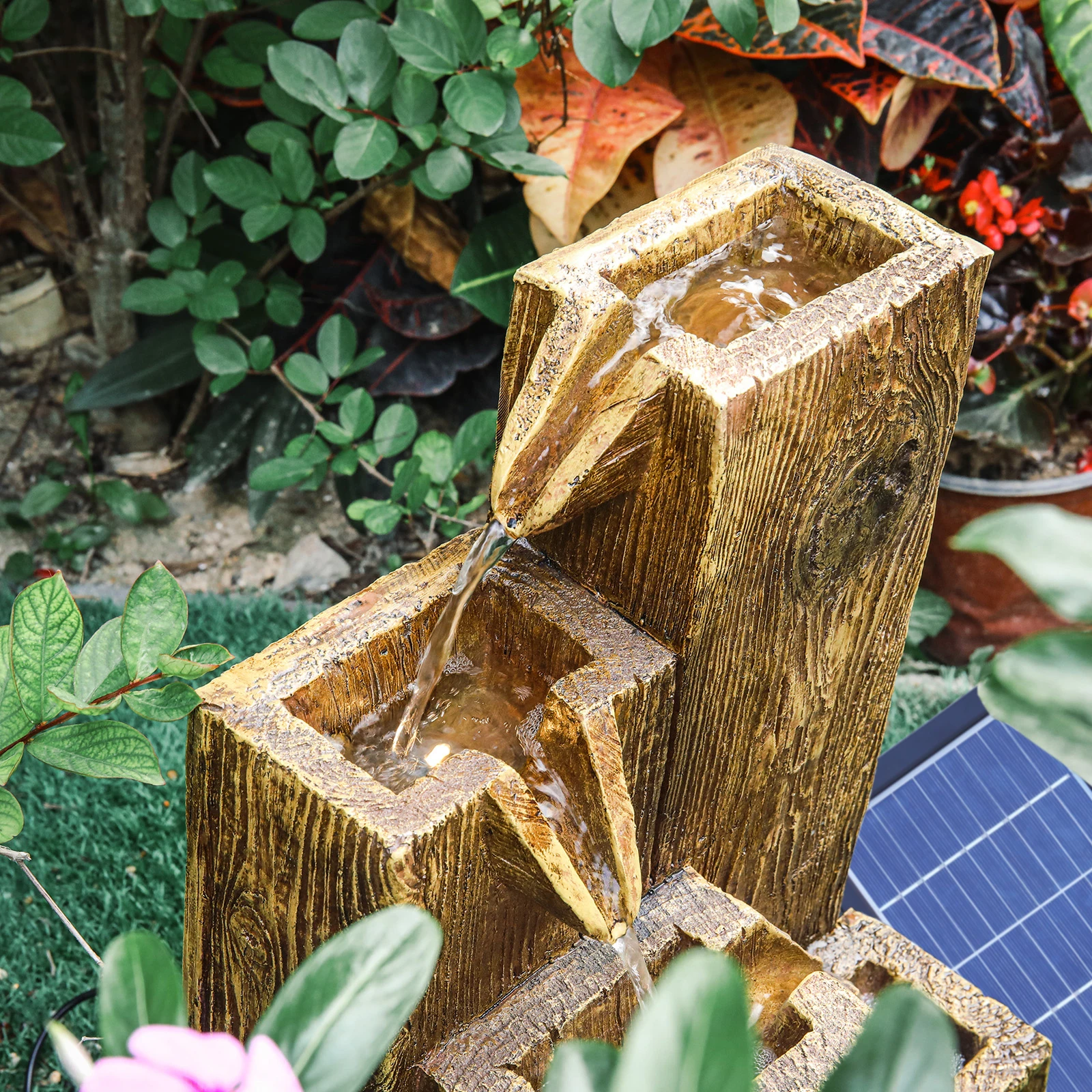 Solar Outdoor Rockery Fountain With Pump Garden Decoration Outdoor Garden