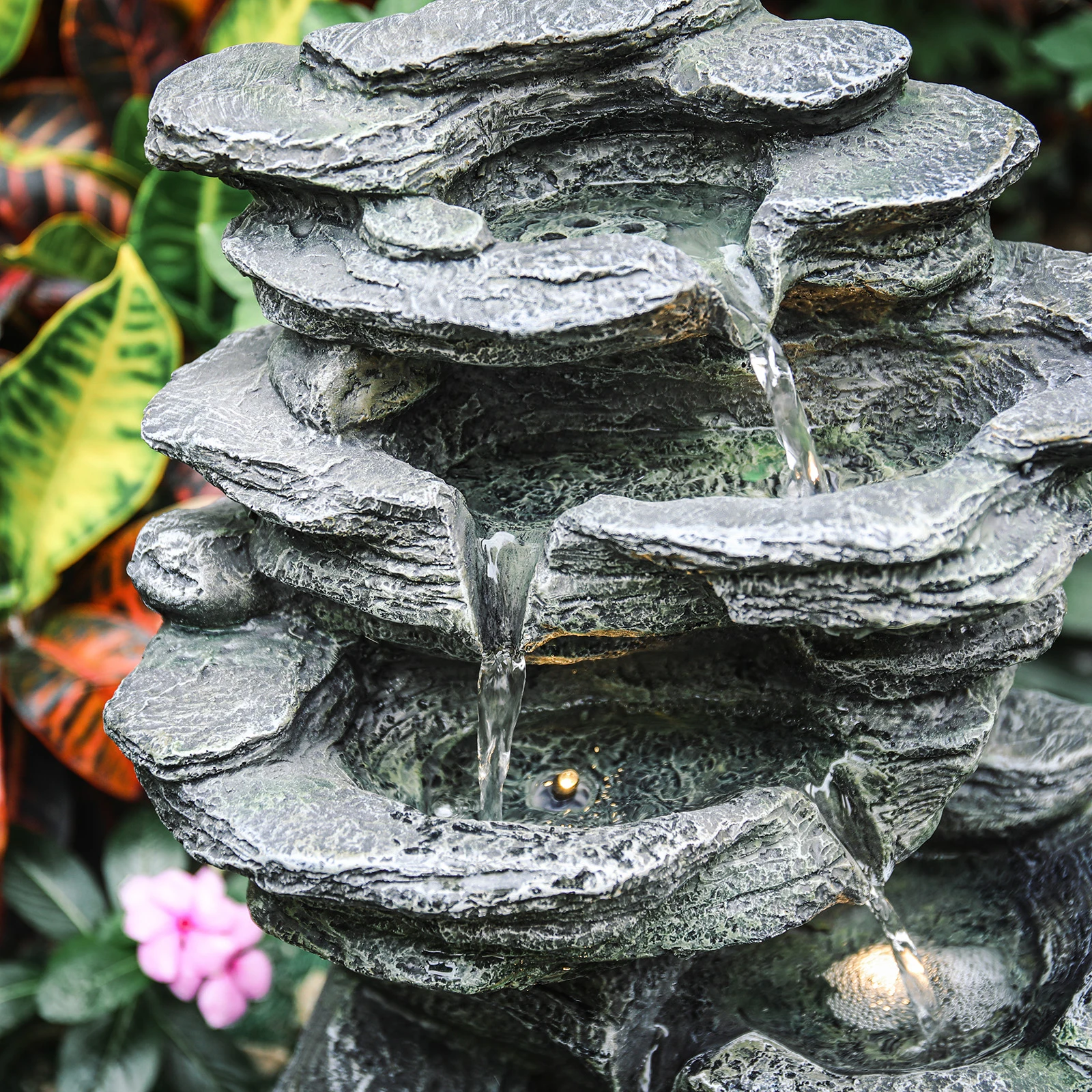 Solar Outdoor Rockery Fountain With Pump Garden Decoration Outdoor Garden