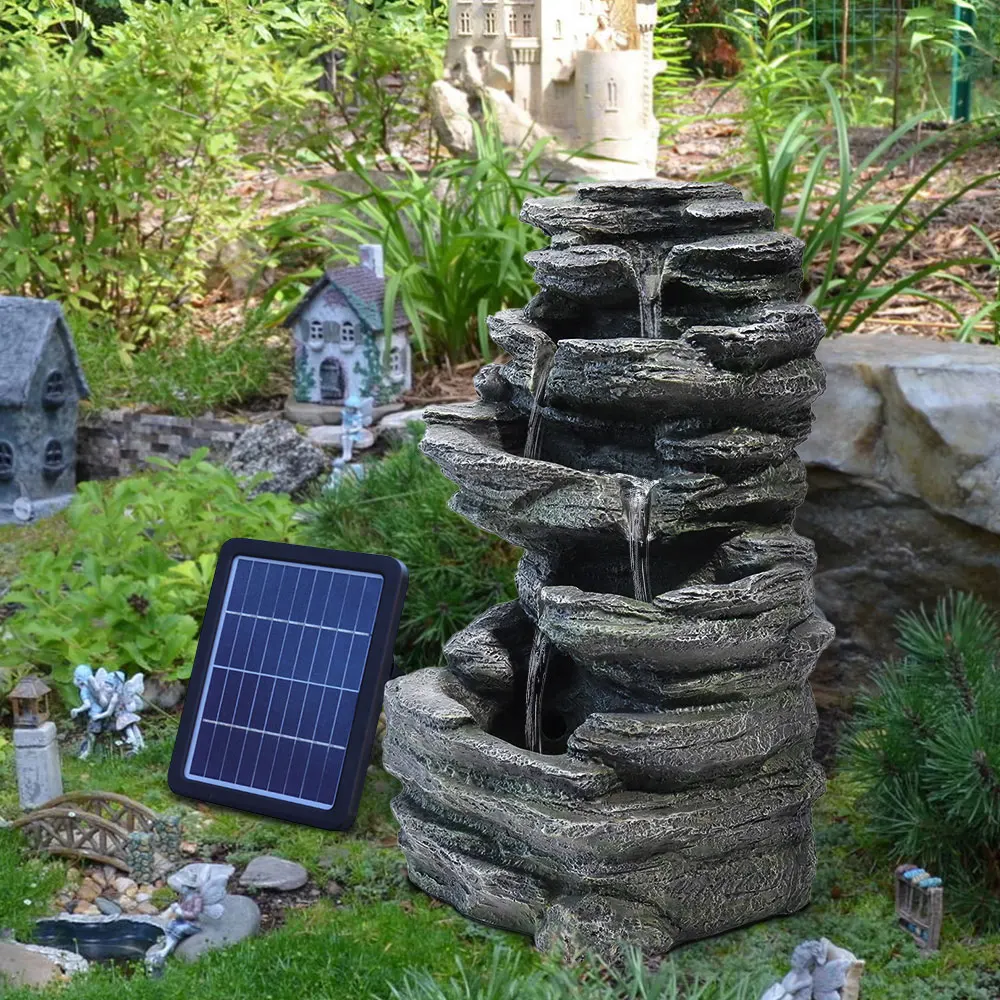 Solar Outdoor Rockery Fountain With Pump Garden Decoration Outdoor Garden