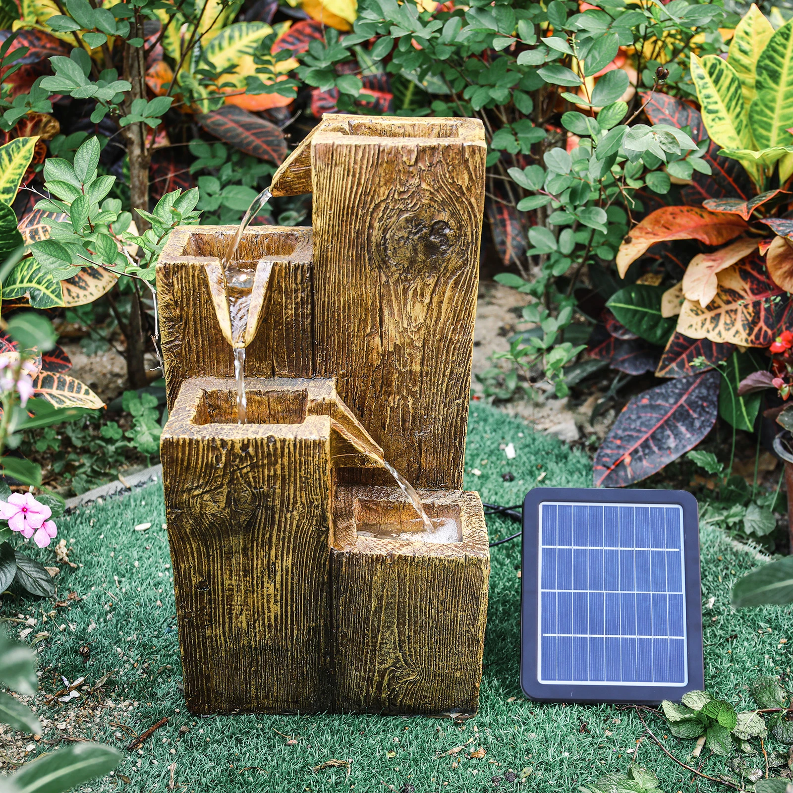 Solar Outdoor Rockery Fountain With Pump Garden Decoration Outdoor Garden