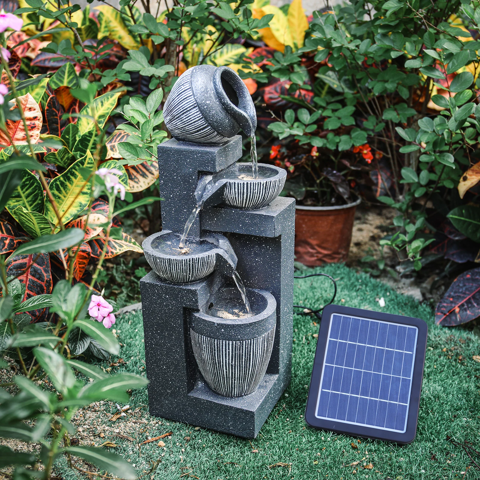 Solar Outdoor Rockery Fountain With Pump Garden Decoration Outdoor Garden
