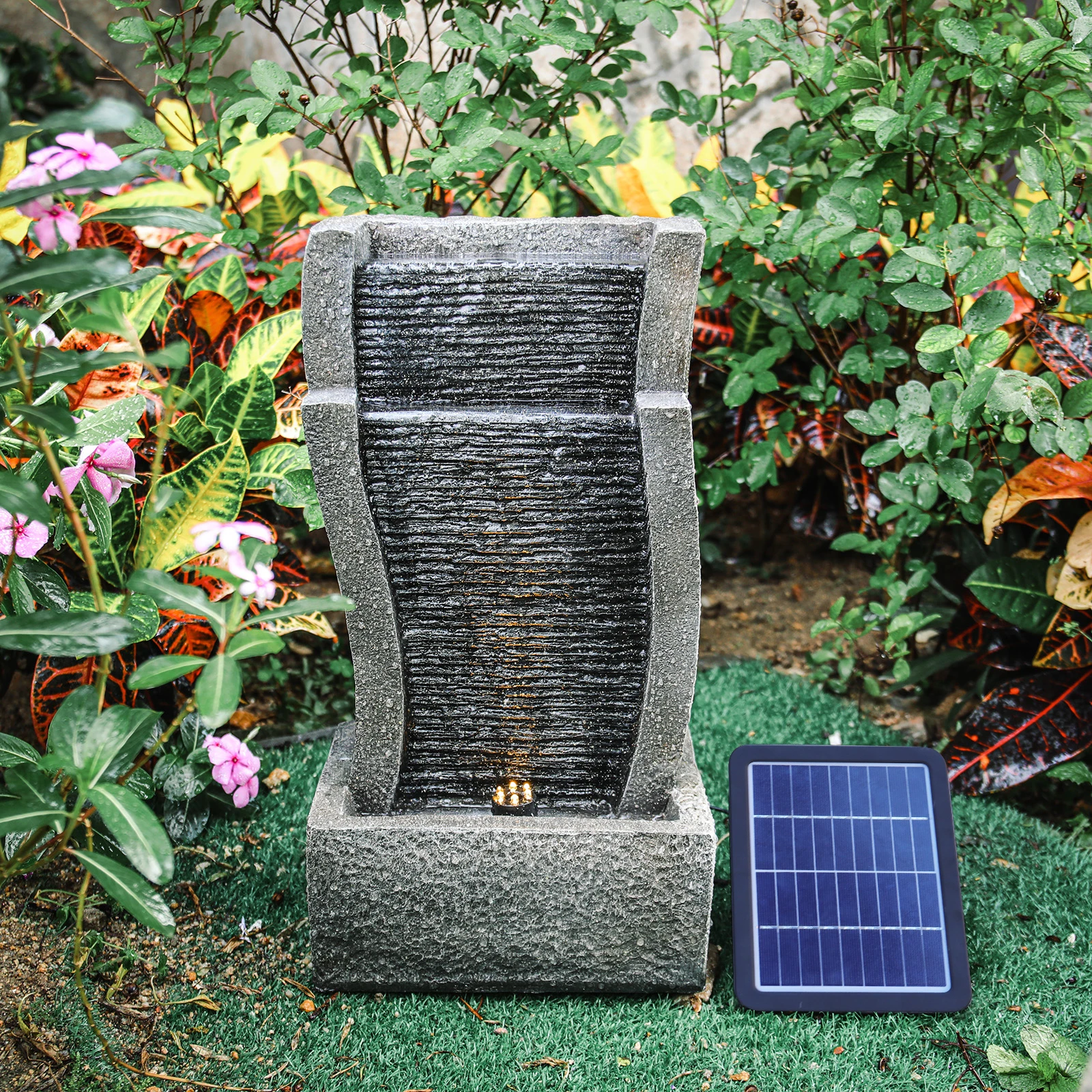 Solar Outdoor Rockery Fountain With Pump Garden Decoration Outdoor Garden