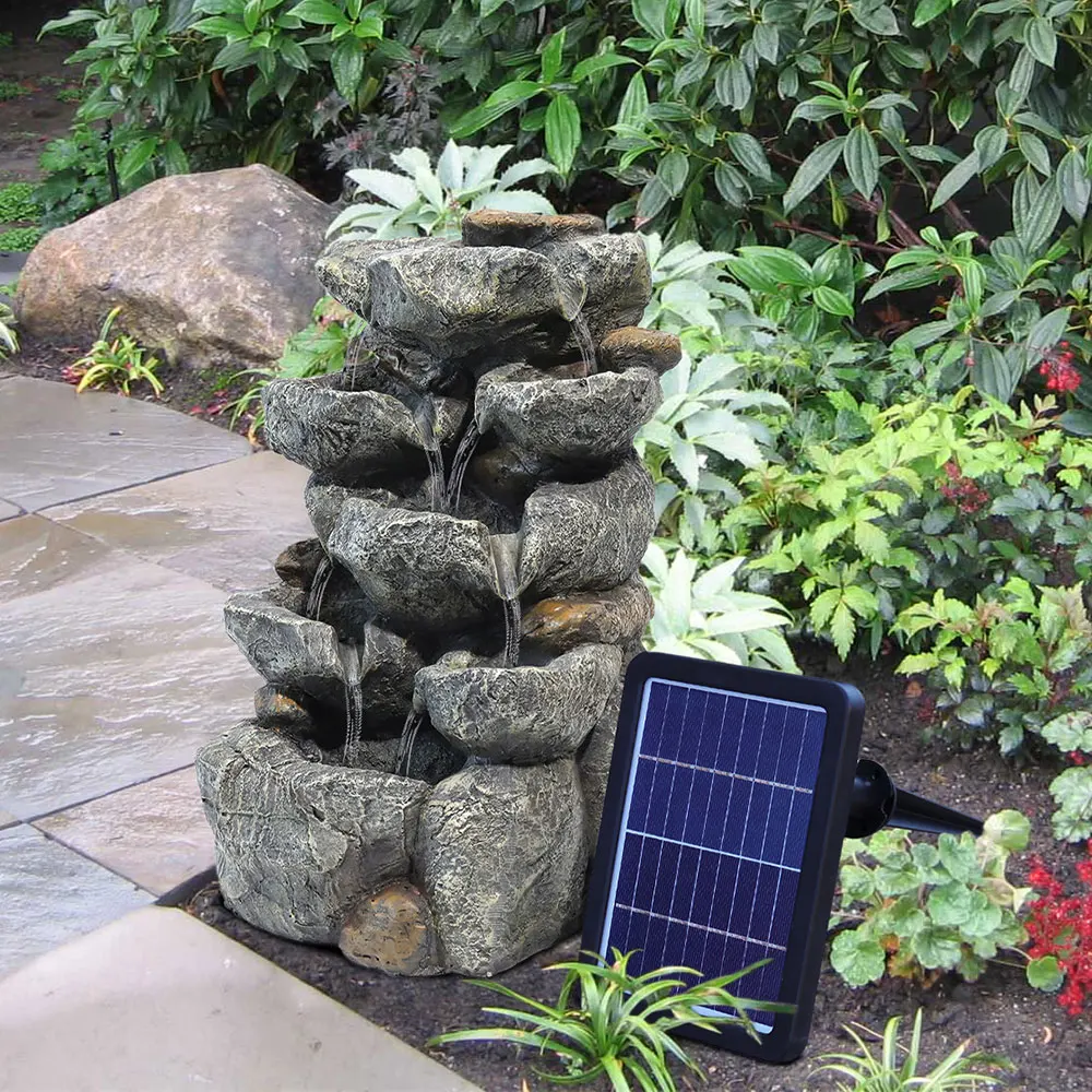 Solar Outdoor Rockery Fountain With Pump Garden Decoration Outdoor Garden