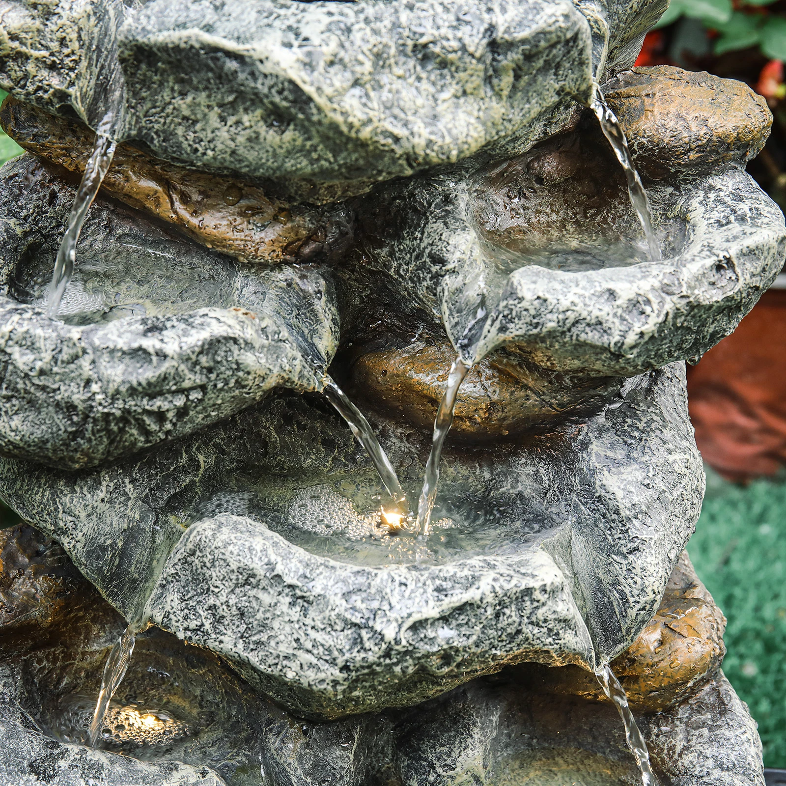 Solar Outdoor Rockery Fountain With Pump Garden Decoration Outdoor Garden