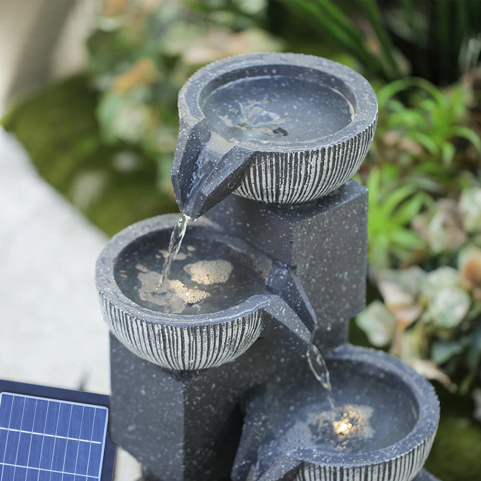 Solar Outdoor Rockery Fountain With Pump Garden Decoration Outdoor Garden