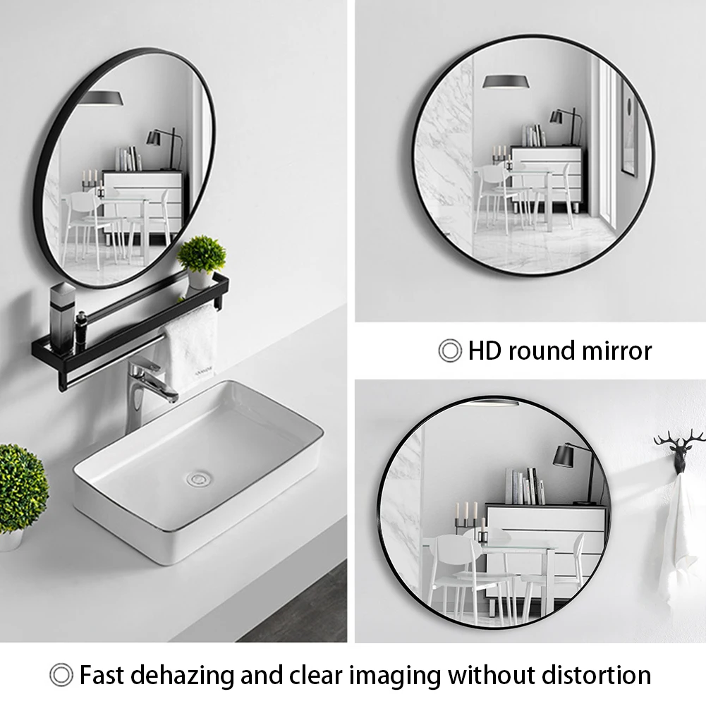 【Breeins】Nordic Round Bathroom Framed Mirror Wall Hanging Bedroom Home Decoration Wall Mounted