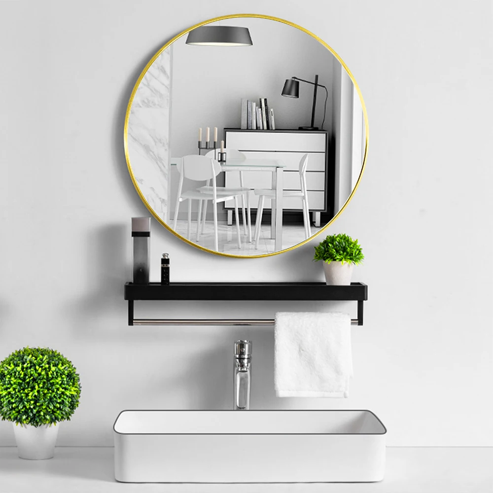 【Breeins】Nordic Round Bathroom Framed Mirror Wall Hanging Bedroom Home Decoration Wall Mounted
