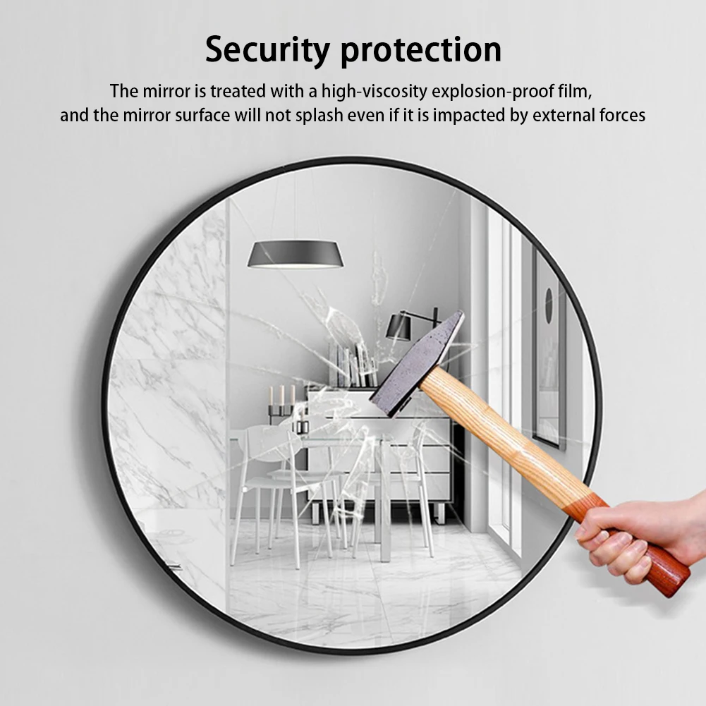 【Breeins】Nordic Round Bathroom Framed Mirror Wall Hanging Bedroom Home Decoration Wall Mounted