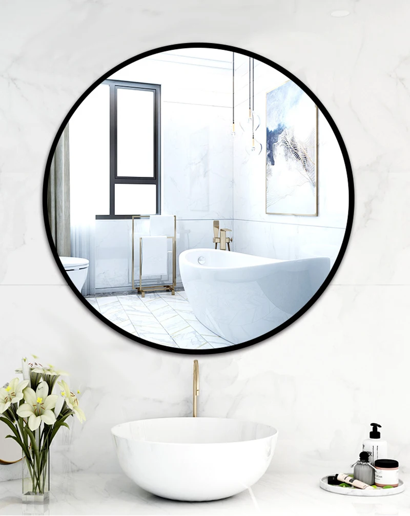 【Breeins】Nordic Round Bathroom Framed Mirror Wall Hanging Bedroom Home Decoration Wall Mounted
