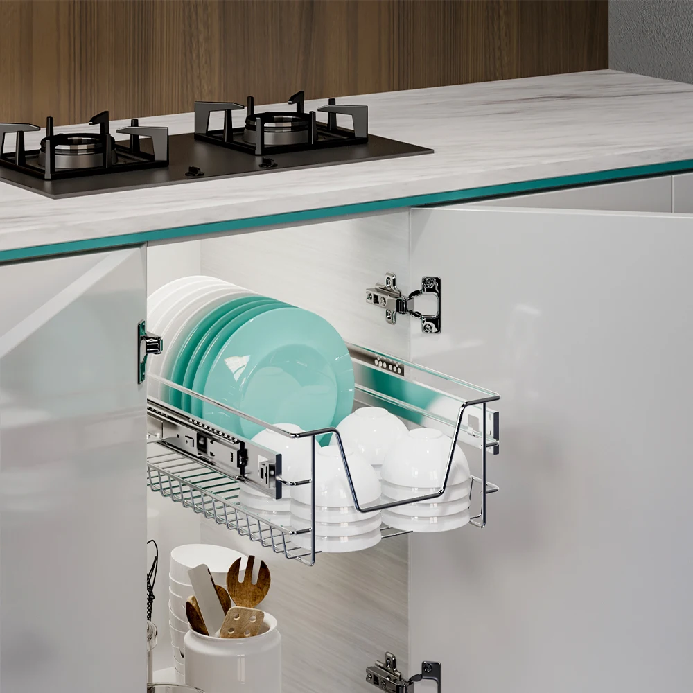 【Lifeideas】Metal Sliding Kitchen Cabinet Pull Out Wire Basket Organizer Sliding Drawer Storage for Inside Kitchen Cabinet