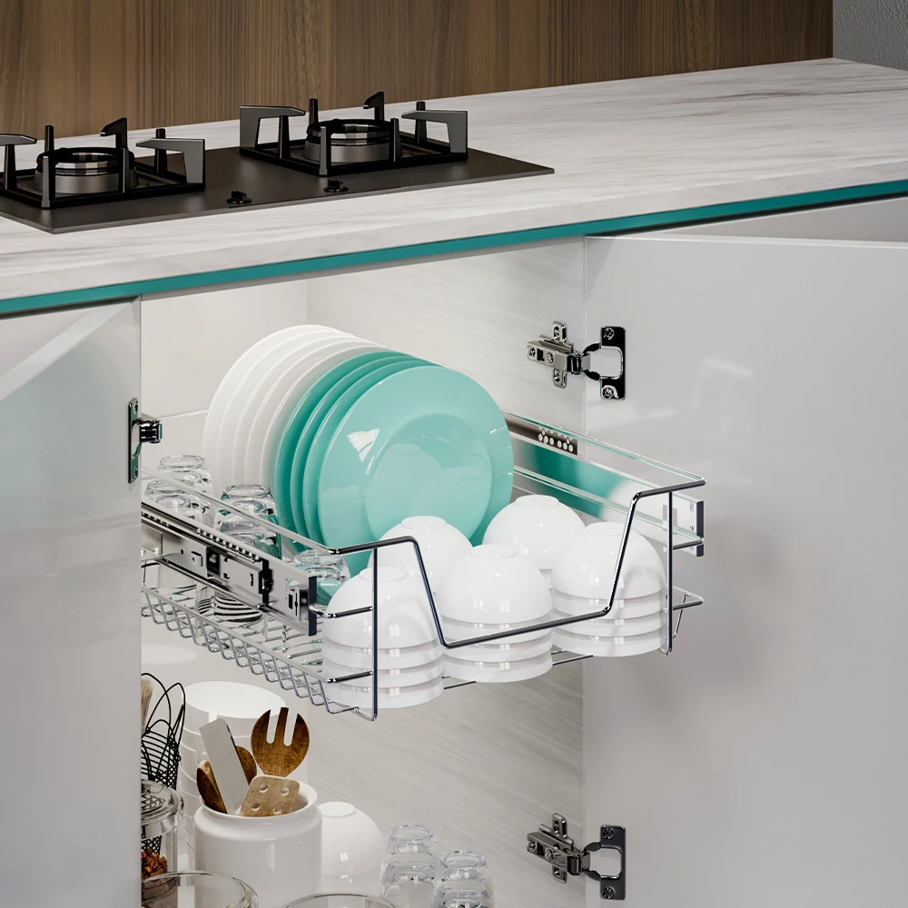 【Lifeideas】Metal Sliding Kitchen Cabinet Pull Out Wire Basket Organizer Sliding Drawer Storage for Inside Kitchen Cabinet