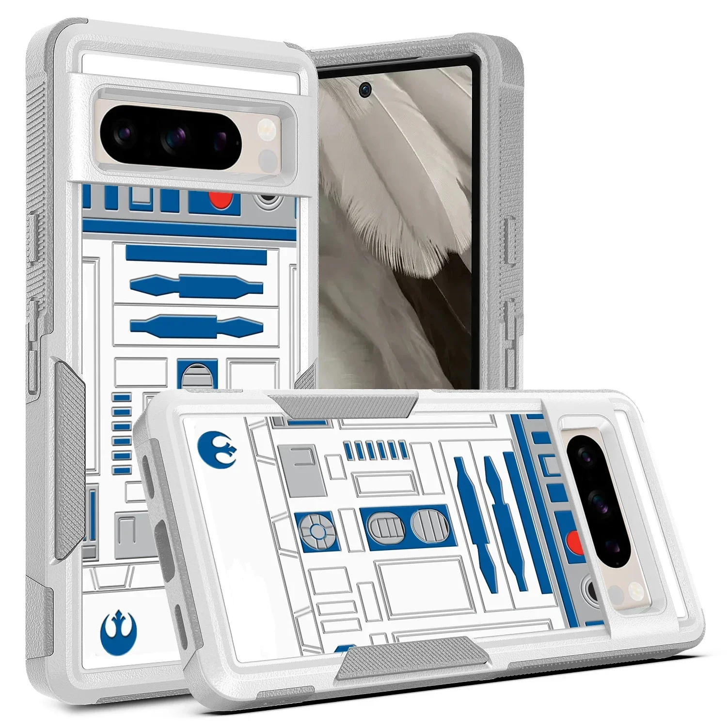 Case For Google Pixel 7 8 9 Pro XL A R2D2 Robot Hard PC and Inner Silicone Dual Layer Shockproof Protective Cover