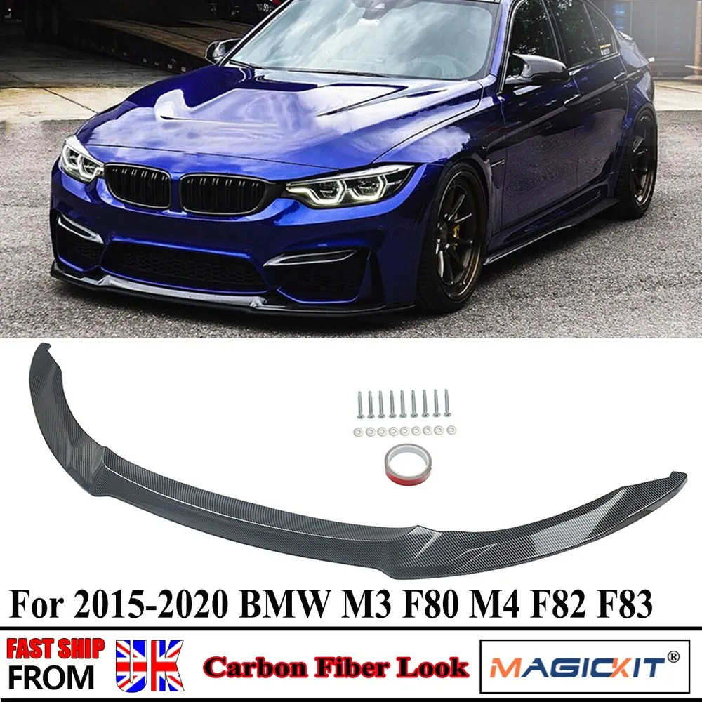 Front Bumper Lip FOR BMW 3 4 Series M3 M4 F80 F82 F83 CS CLUB SPORT STYLE 2015-2020 FRONT LIP SPLITTER CARBON LOOK Auto Parts
