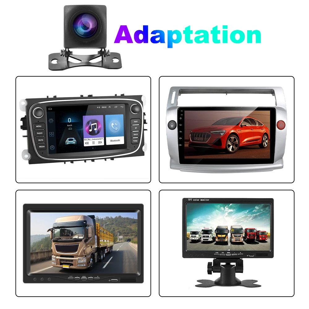 Podofo 720P Car Rear View Camera Fisheye Lens AHD Night Vision Vehicle Reversing Cameras Parking Assistance Cameras