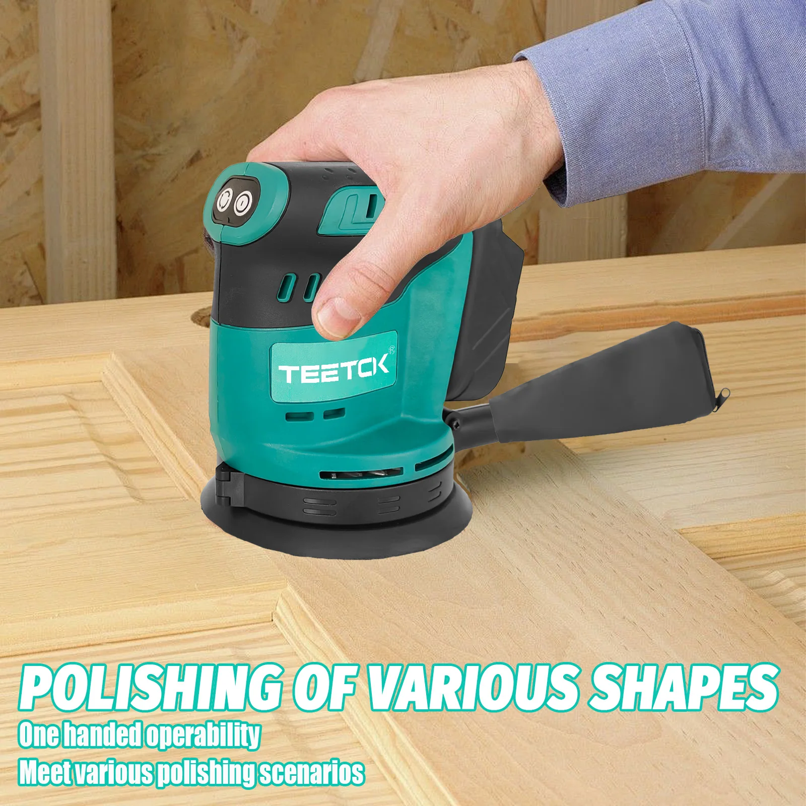 Replace For Makita Cordless Electric Random Orbital Sander 18V Li-ion 5" Dust Discs Polisher Machine with 3 Speeds Tool Only