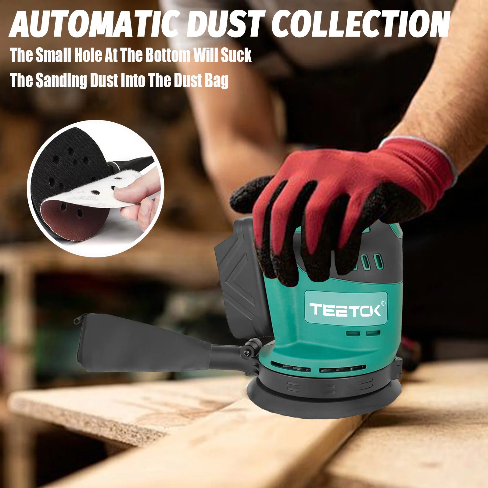 Replace For Makita Cordless Electric Random Orbital Sander 18V Li-ion 5" Dust Discs Polisher Machine with 3 Speeds Tool Only