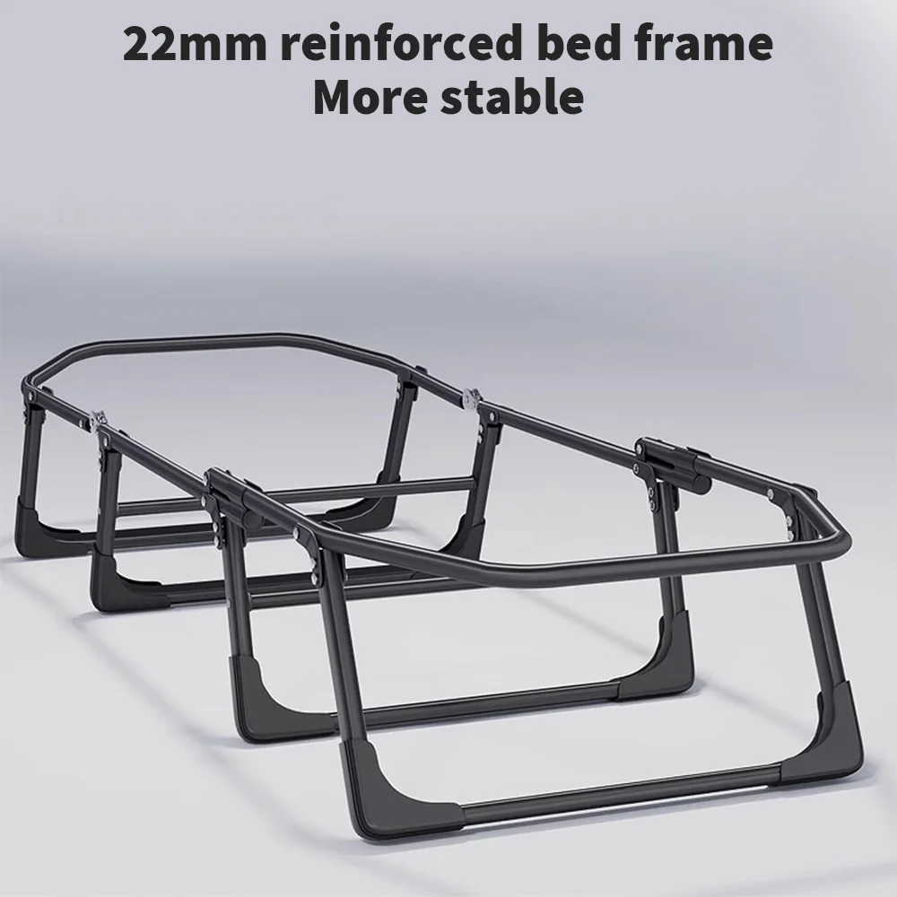 Portable Folding Bed Rollaway Bed Office Nap Camp Bed Multi-functional Recliner Single Bed with Pillow 190*66*35cm