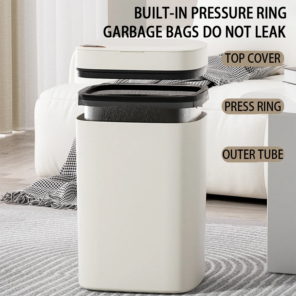 16L Automatic Motion Sensor Bathroom Trash Can with Lid Smart Touchless Garbage Can for Kitchen Bedroom Office RV