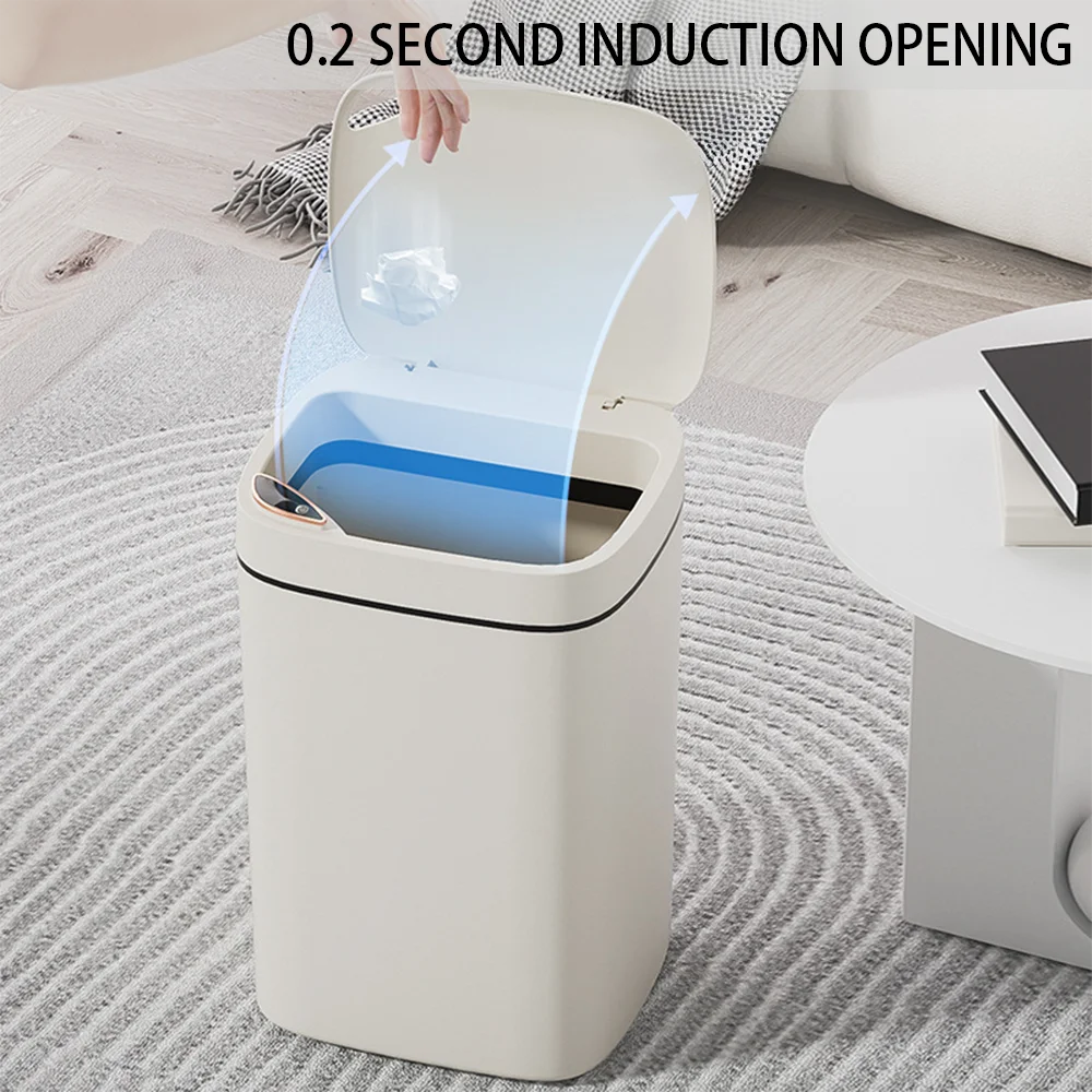 16L Automatic Motion Sensor Bathroom Trash Can with Lid Smart Touchless Garbage Can for Kitchen Bedroom Office RV
