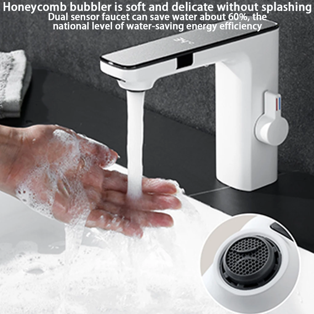 Smart Sensor Basin Faucet Screen Digital Display Hot Cold Water Mixer Tap Touchless Vanity Sink Faucet Automatic Switch Faucets