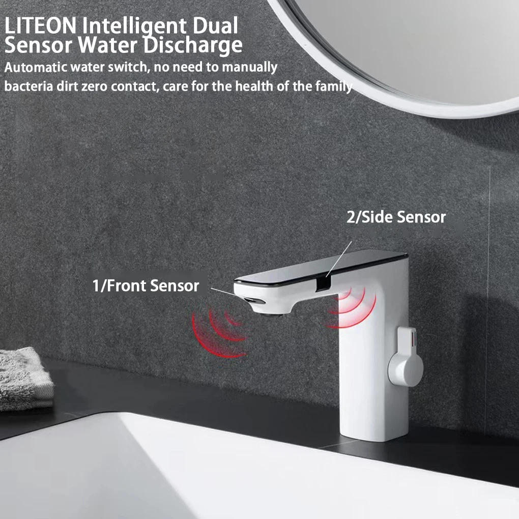 Smart Sensor Basin Faucet Screen Digital Display Hot Cold Water Mixer Tap Touchless Vanity Sink Faucet Automatic Switch Faucets