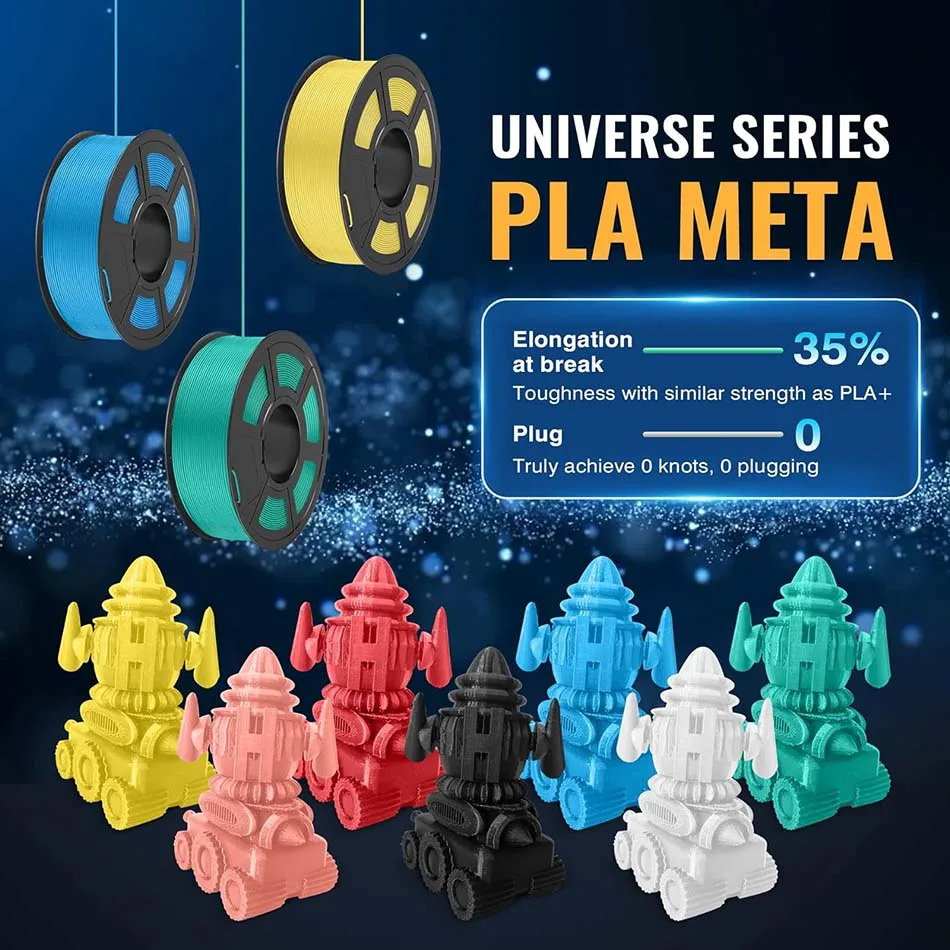 JAYO 3D Printer Filament PLA Meta 1.75MM PLA 3D Filament 5Rolls/set Toughness 3D Printing Materiasl Fit Most 3D Printers