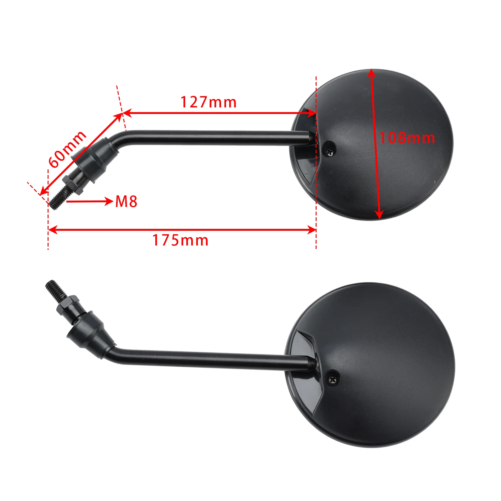 Artudatech Pair Black Rearview Mirror M8x1.25 For Simson S50 S51 S53 SR50 Schwalbe KR51