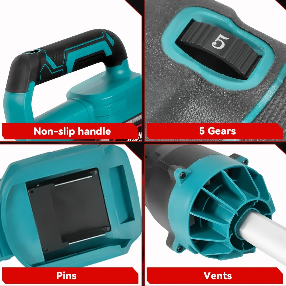 ONEVAN Brushless 8000W Electric Turbo Blower Jet Fan 400M/S Cordless Air Blower Dust Removal Tool for Makita 18V Battery Pin