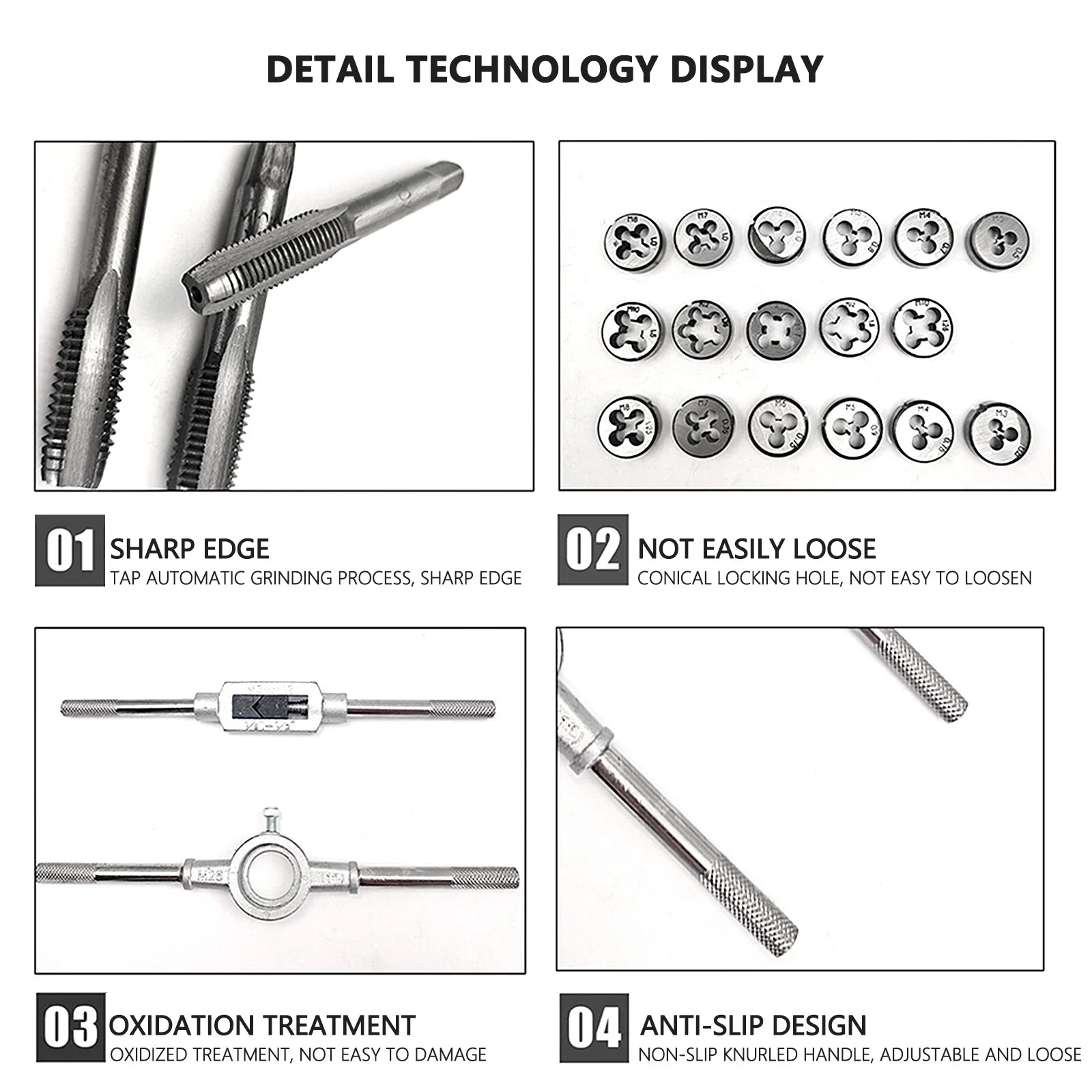 Professional 32/40/110Pcs Metric Tap and Die Set Nut Bolt Screw Thread Steel Pitch Gauge Bearing Steel Threading Tool with Case