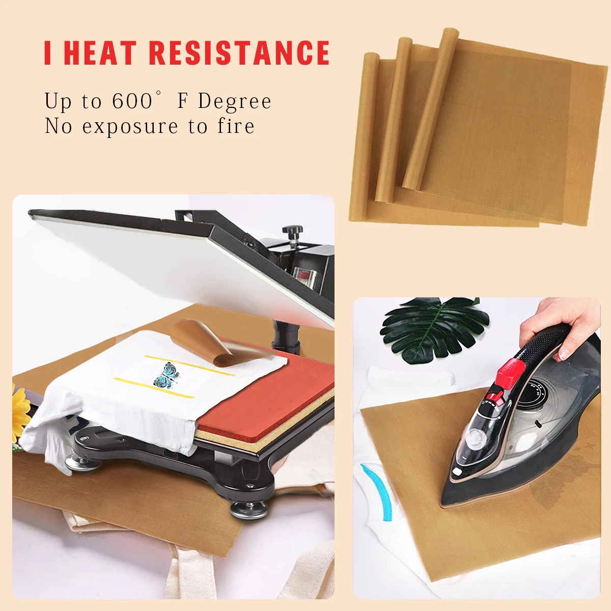 Heat Press Transfer Sheet PTFE Paper Non Stick Reusable Heat Resistant Craft Mat 30*100cm