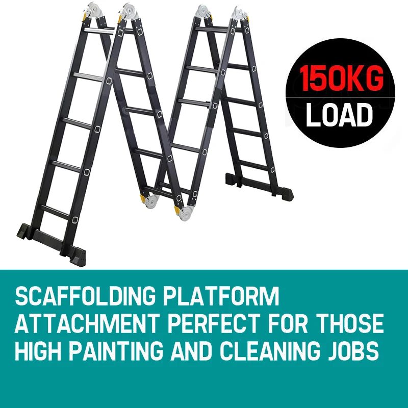 5.7M Heavy Duty Aluminium Folding Step Ladder Multi-Purpose 14 in 1 Combination Extendable Ladder 20 Steps