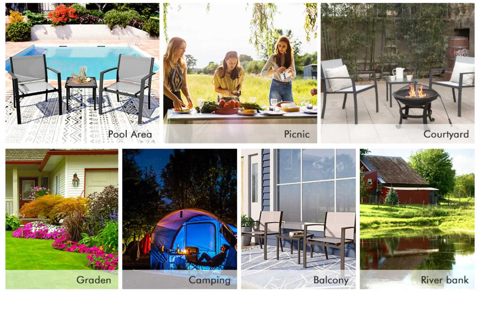 Garden Furniture Set 2 Seater, Indoor Outdoor 3 Piece set Patio Furniture Set, Garden Table and Chair 4 seater