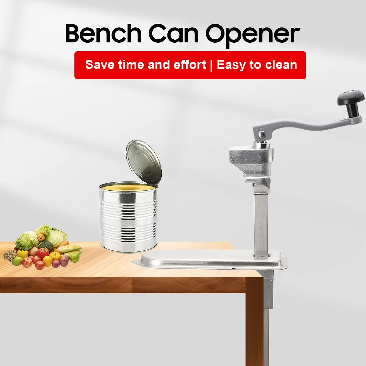 Manual Can Opener Commercial Table Clamp Opener for Large Cans Can Opener with Base Adjustable Height Industrial Opener