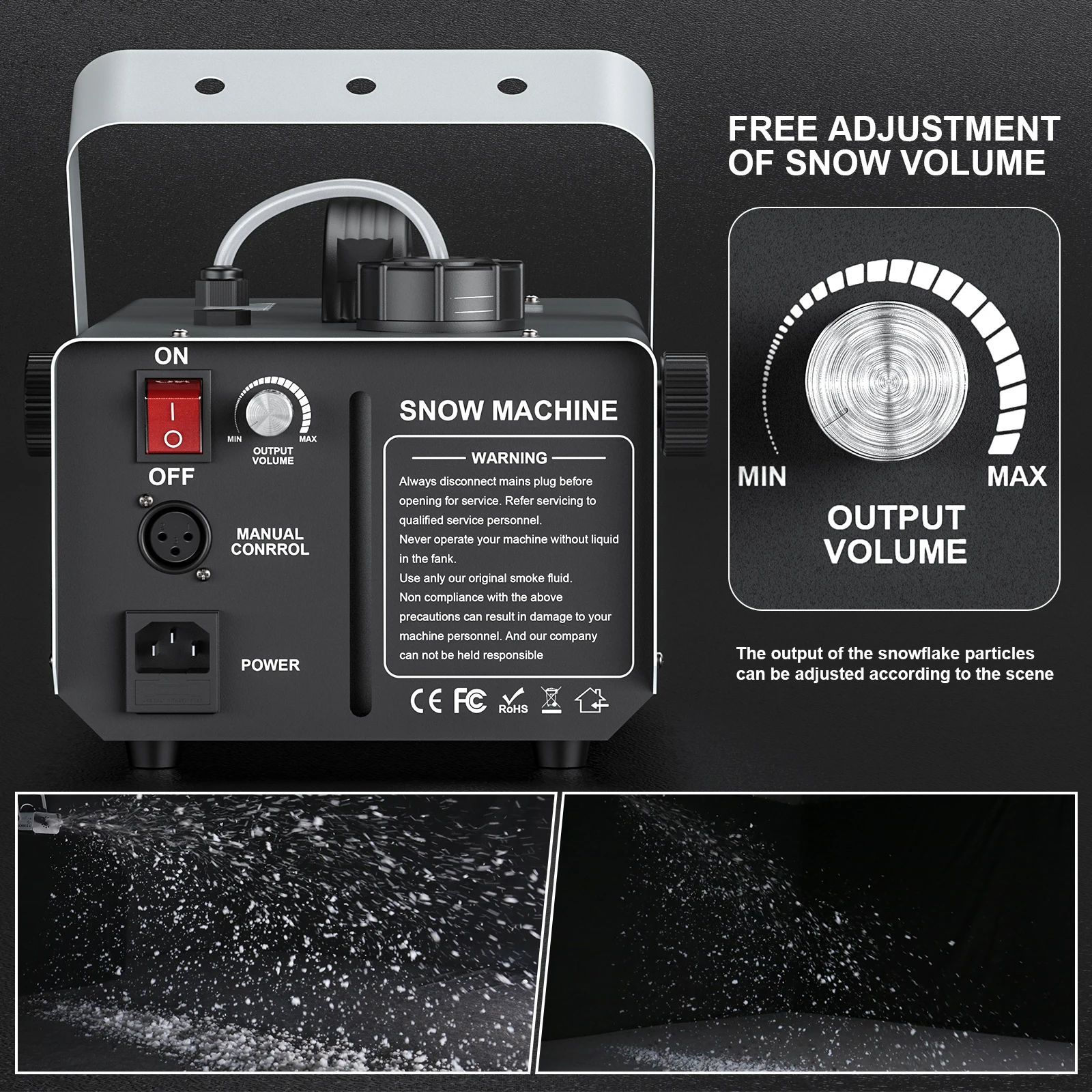 Leleght 1000W Snow Machine With Wireless Remote Control And Wired Control for Christmas Wedding Photography Parties Kid Stage