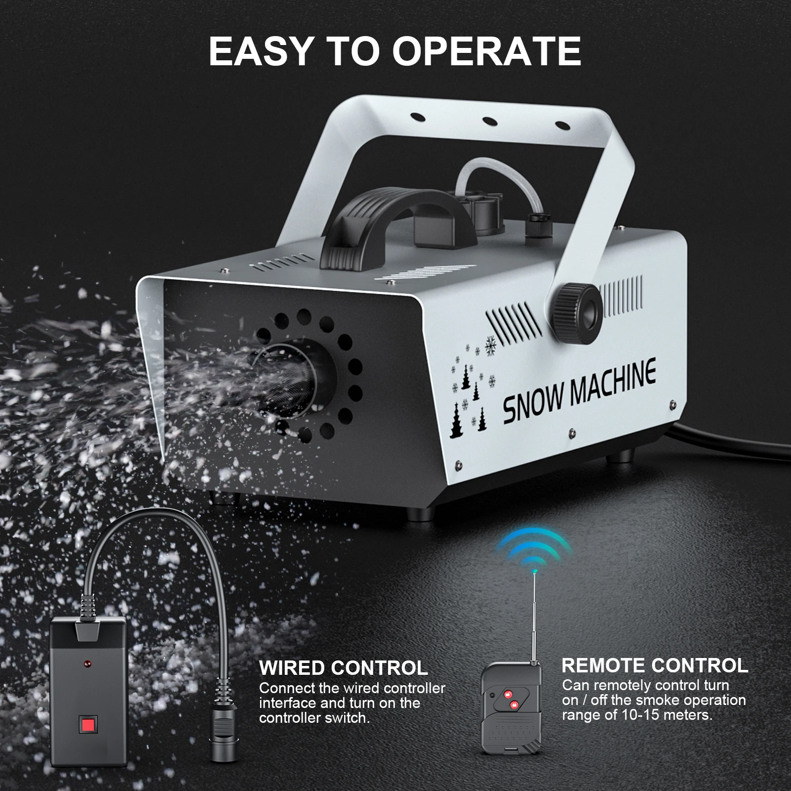 Leleght 1000W Snow Machine With Wireless Remote Control And Wired Control for Christmas Wedding Photography Parties Kid Stage