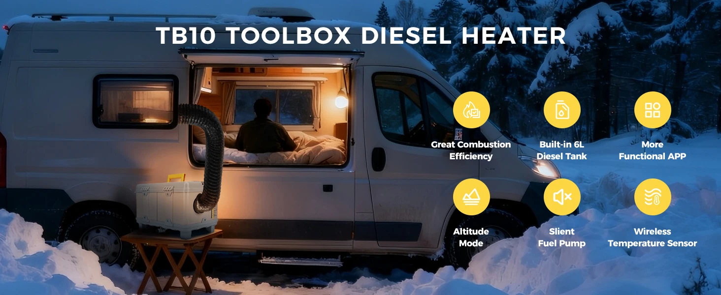 8KW 12V/220V Portable Diesel Air Heater W/ Self-Cleaning & Bluetooth APP, High Altitude Mode Car Diesel Heater for RV Truck Van