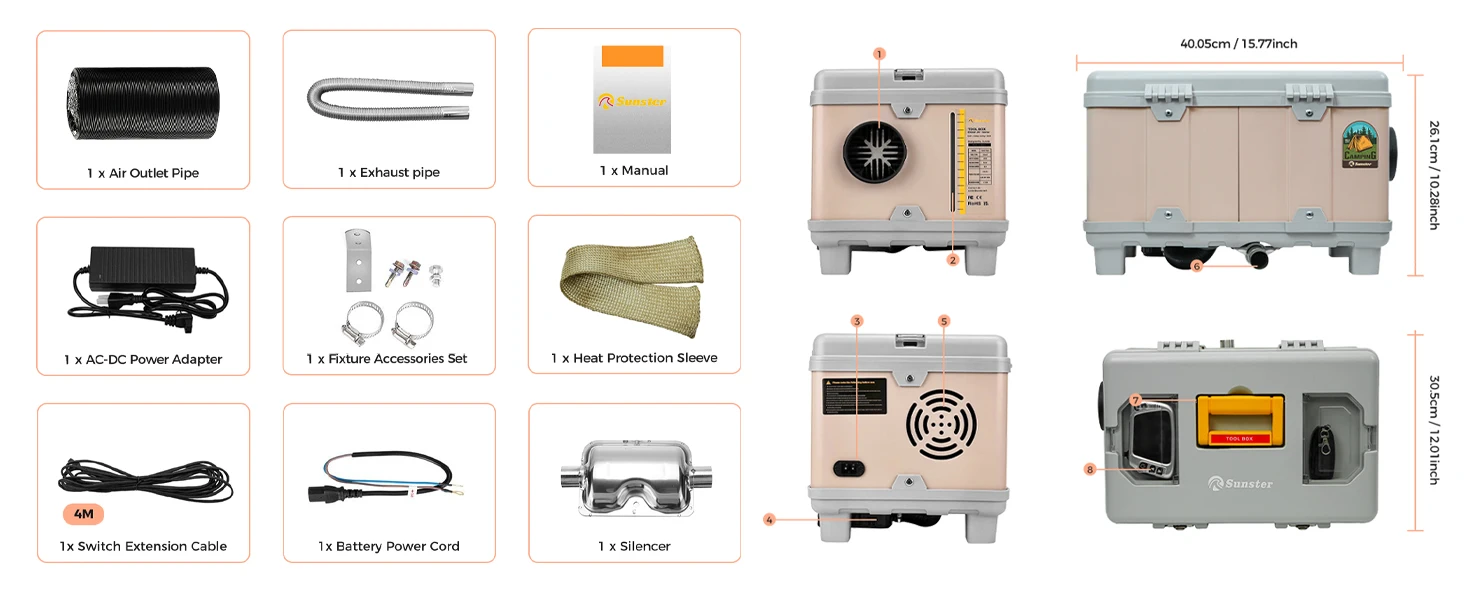 8KW 12V/220V Portable Diesel Air Heater W/ Self-Cleaning & Bluetooth APP, High Altitude Mode Car Diesel Heater for RV Truck Van