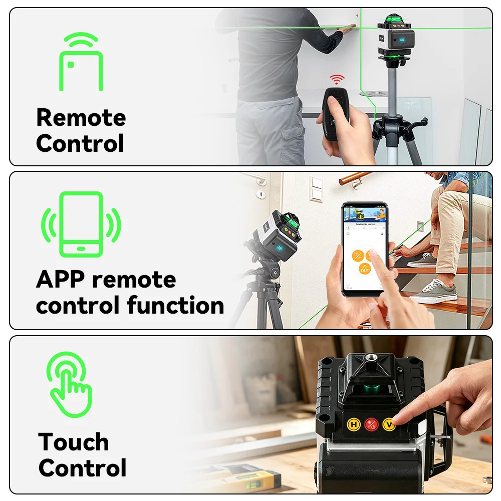 HGLINE Professional 16 Lines Laser Level With APP Remote Control Selfleveling 360° Horizontal And Vertical Laser Level
