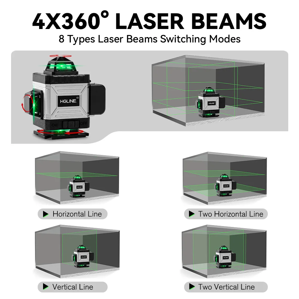 HGLINE Professional 16 Lines Laser Level With APP Remote Control Selfleveling 360° Horizontal And Vertical Laser Level