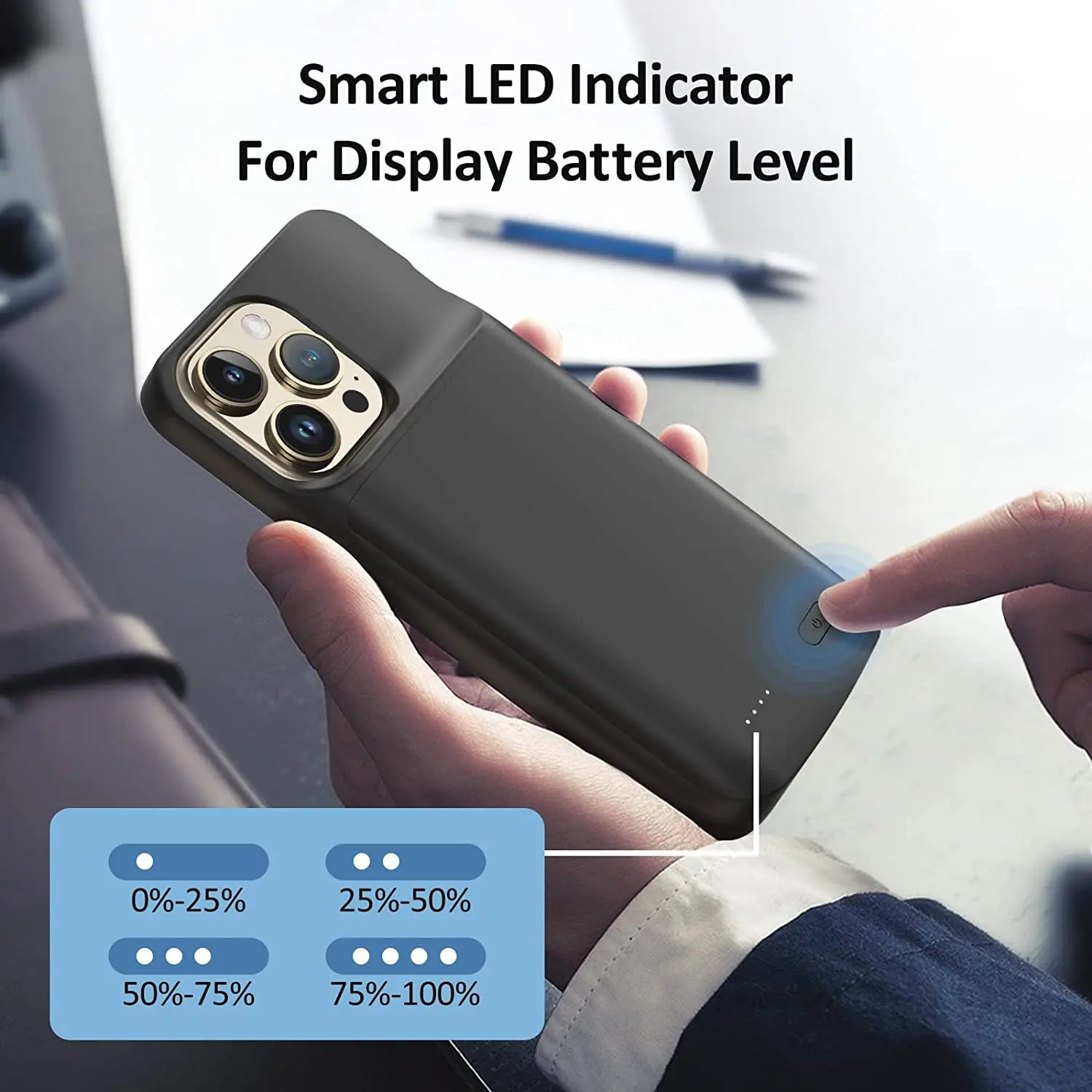 NEWDERY 4800mAh Battery Case for iPhone 13 Extended Battery Charger Case Battery Pack Charging Case Power Bank
