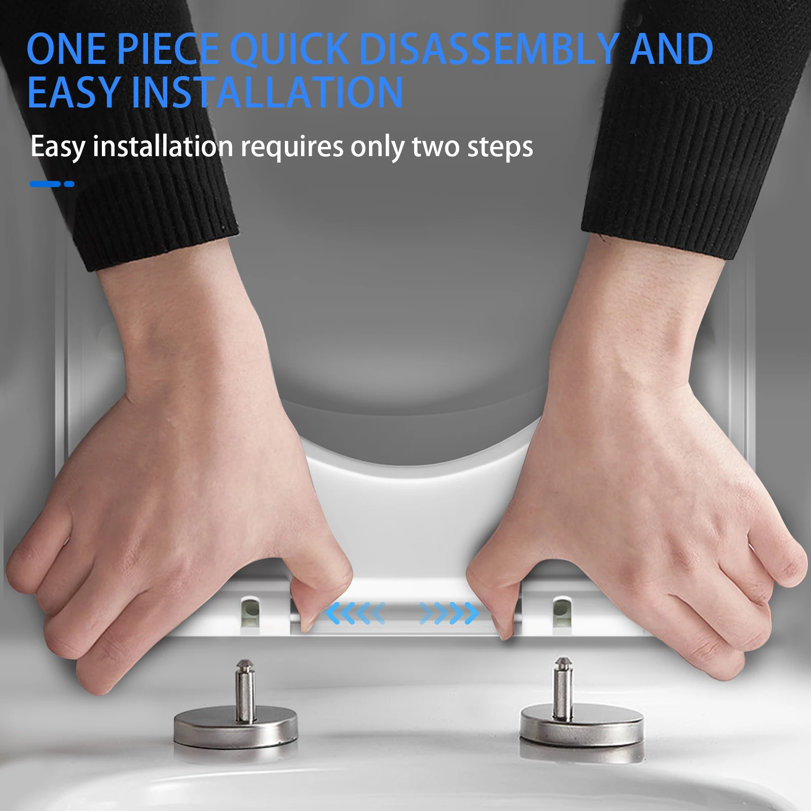 D-Shaped Toilet Seat Slow Close Quiet Lid Practical Handy Thickened Durable for Both Adults Children Safety Bathroom Accessories