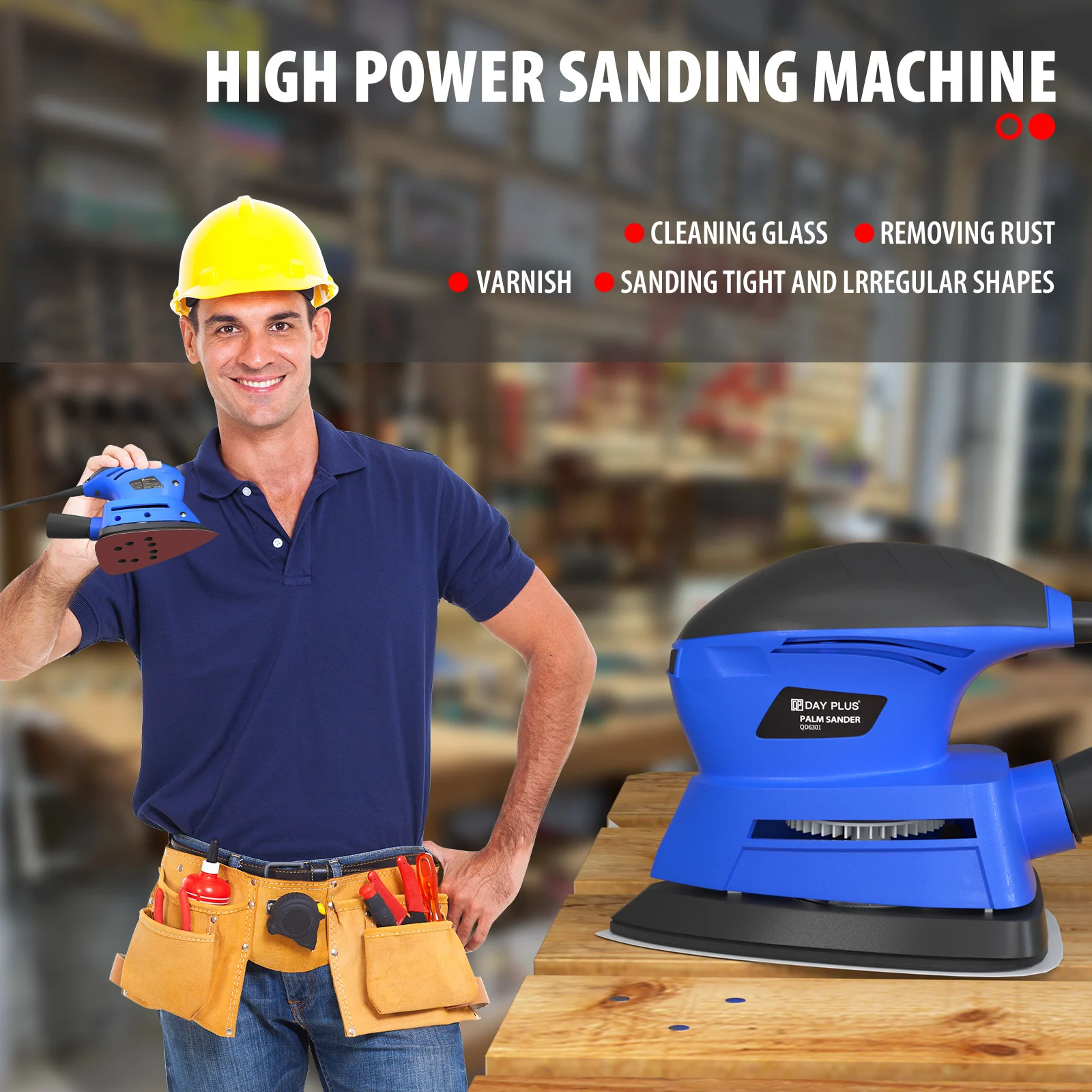 Electric Sander, 135W Orbital Sander, 13500RPM, Electric Sander with Dust Extraction Port, 6PCS Sandpaper Included for Wood