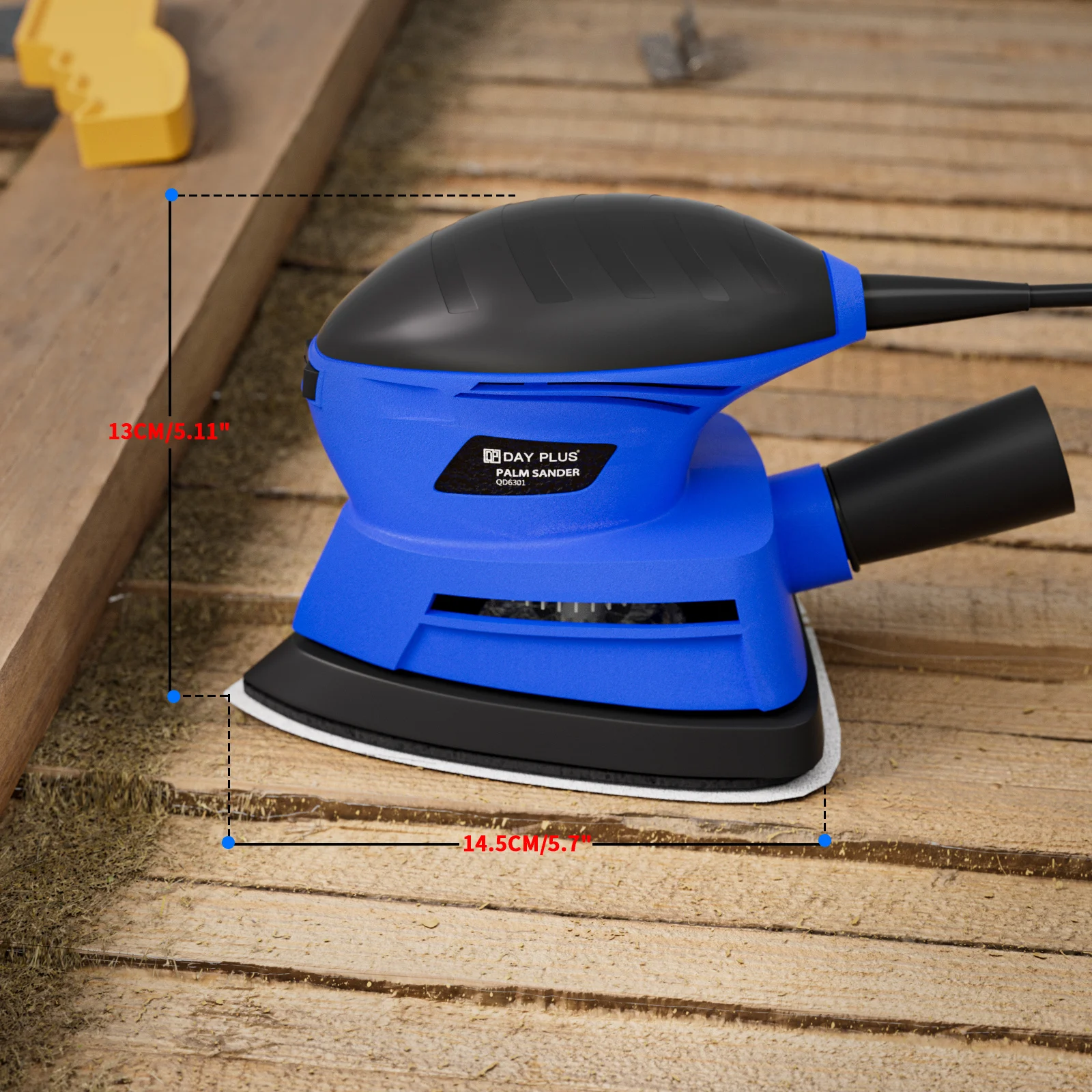 Electric Sander, 135W Orbital Sander, 13500RPM, Electric Sander with Dust Extraction Port, 6PCS Sandpaper Included for Wood